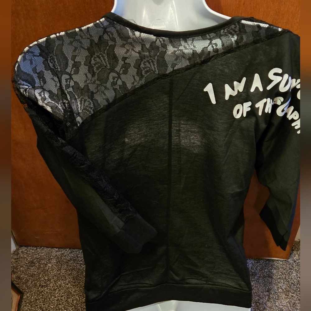 Skull black lace unbranded no tags cute top szM - Picture 8 of 8
